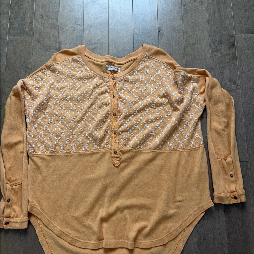 We The Free Peach Button-Up Top